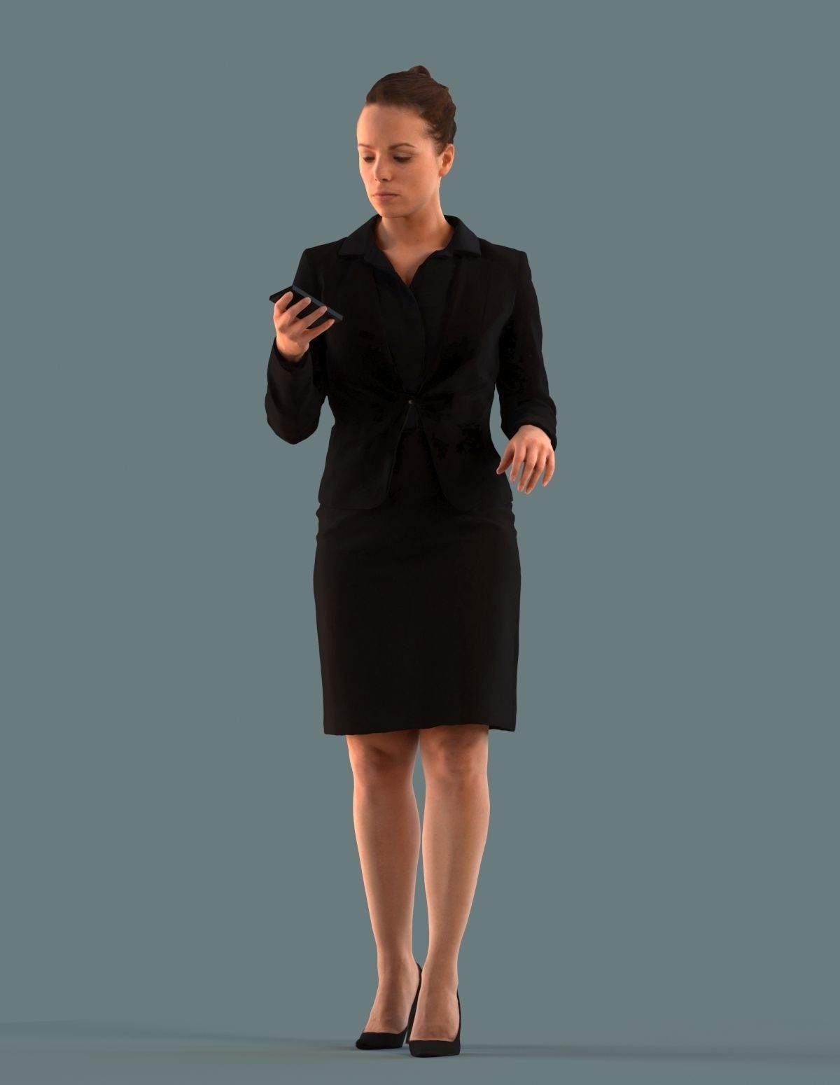 Low poly set of 3D females on their phone 3D model_2