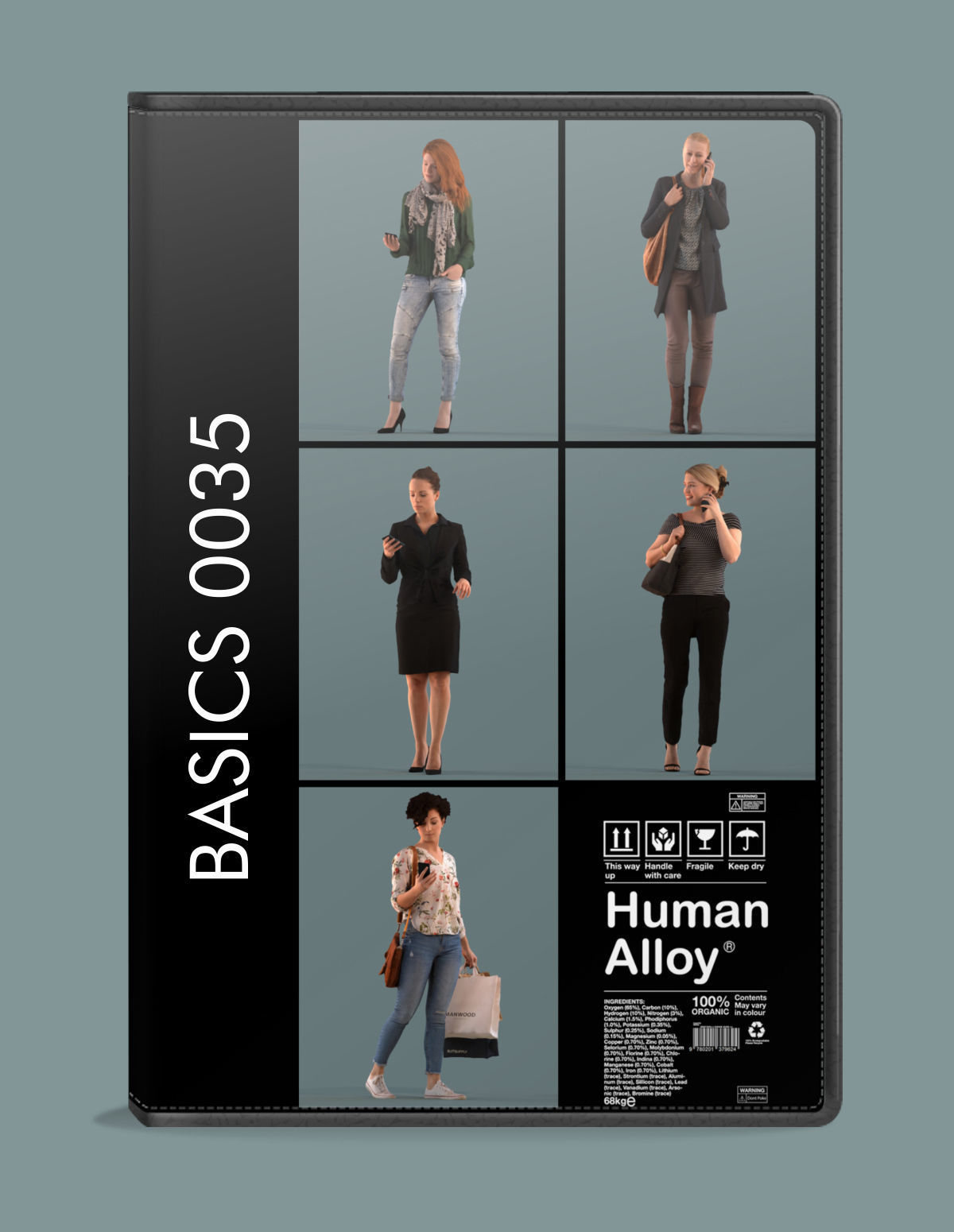 Low poly set of 3D females on their phone 3D model_5