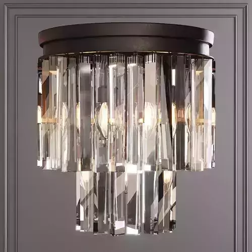 RH 1920S ODEON CLEAR GLASS FRINGE 2-TIER FLUSHMOUNT Black