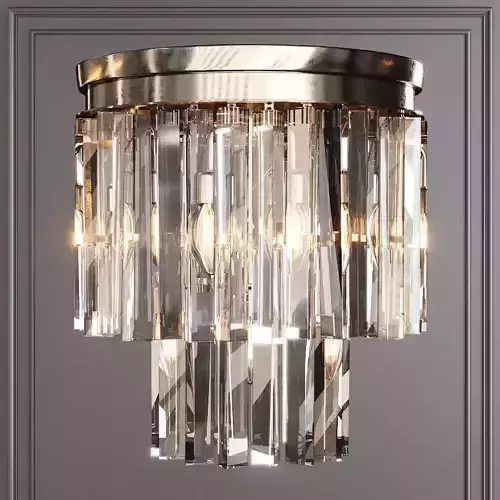 RH 1920S ODEON CLEAR GLASS FRINGE 2-TIER FLUSHMOUNT Nickel