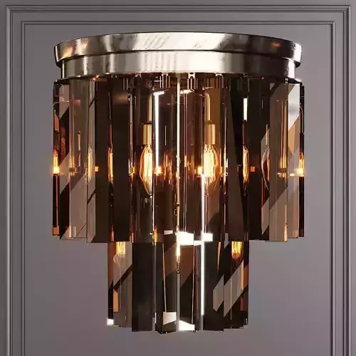 RH 1920S ODEON SMOKE GLASS FRINGE 2-TIER FLUSHMOUNT Nickel