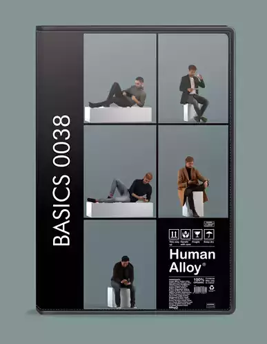 Low poly set of 3D males sitting