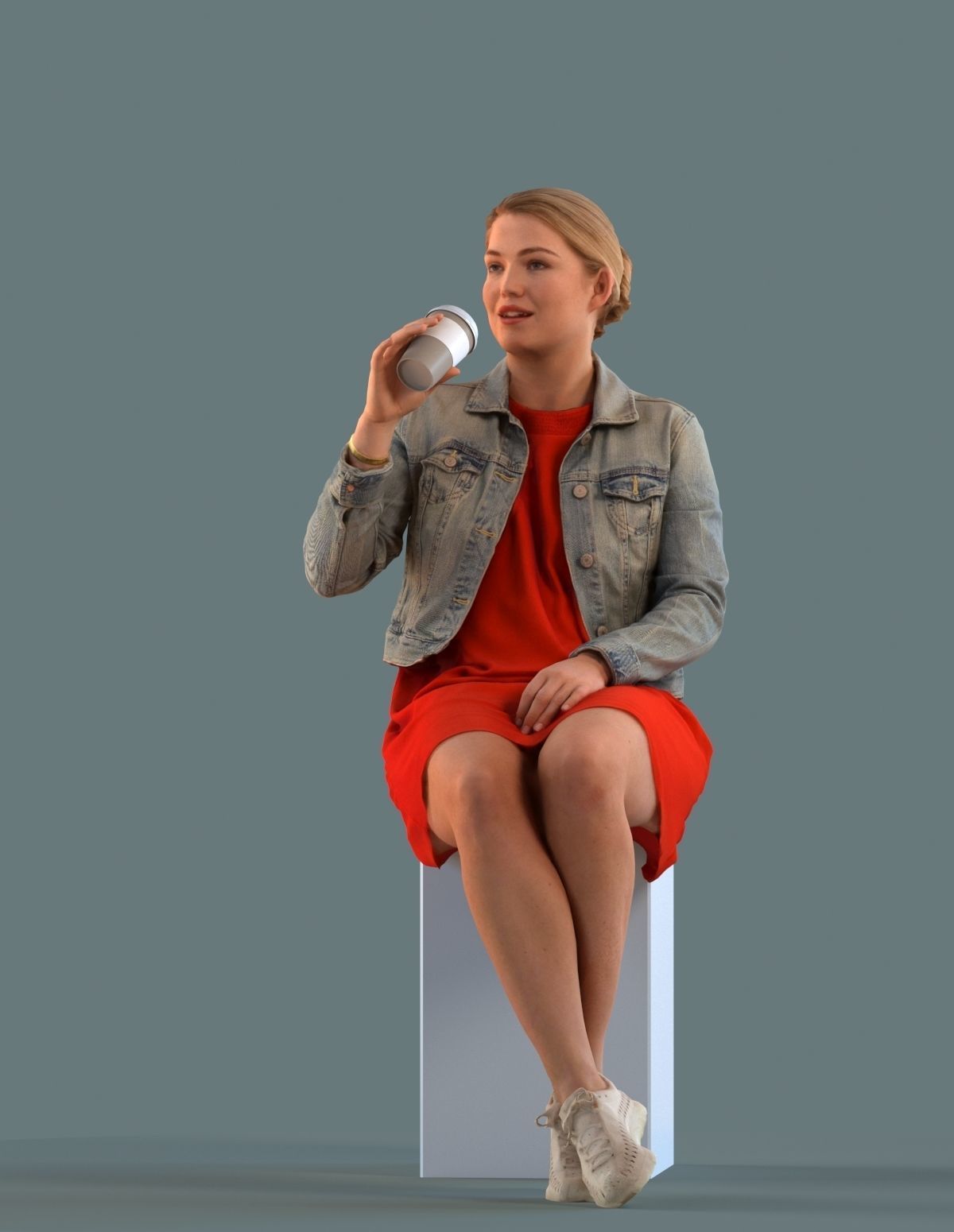 Low poly set of 3D females sitting in various poses 3D model_2