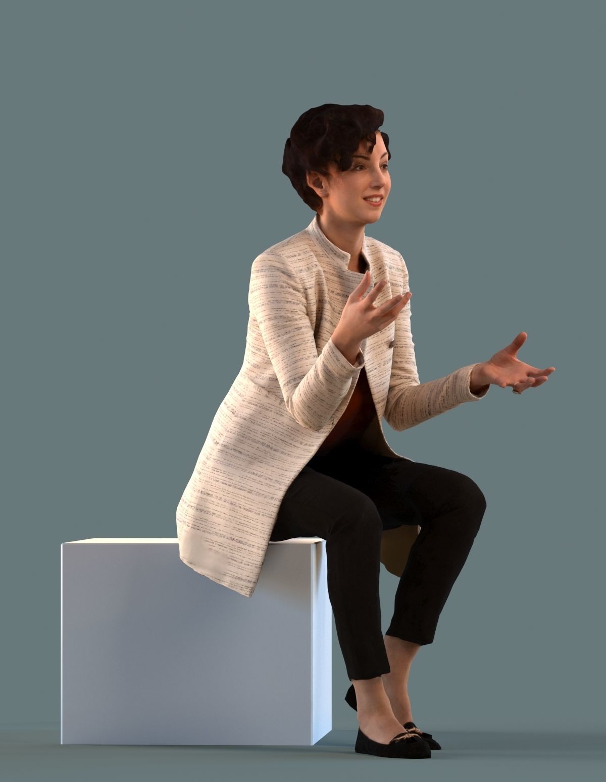 Low poly set of 3D females sitting in various poses 3D model_4