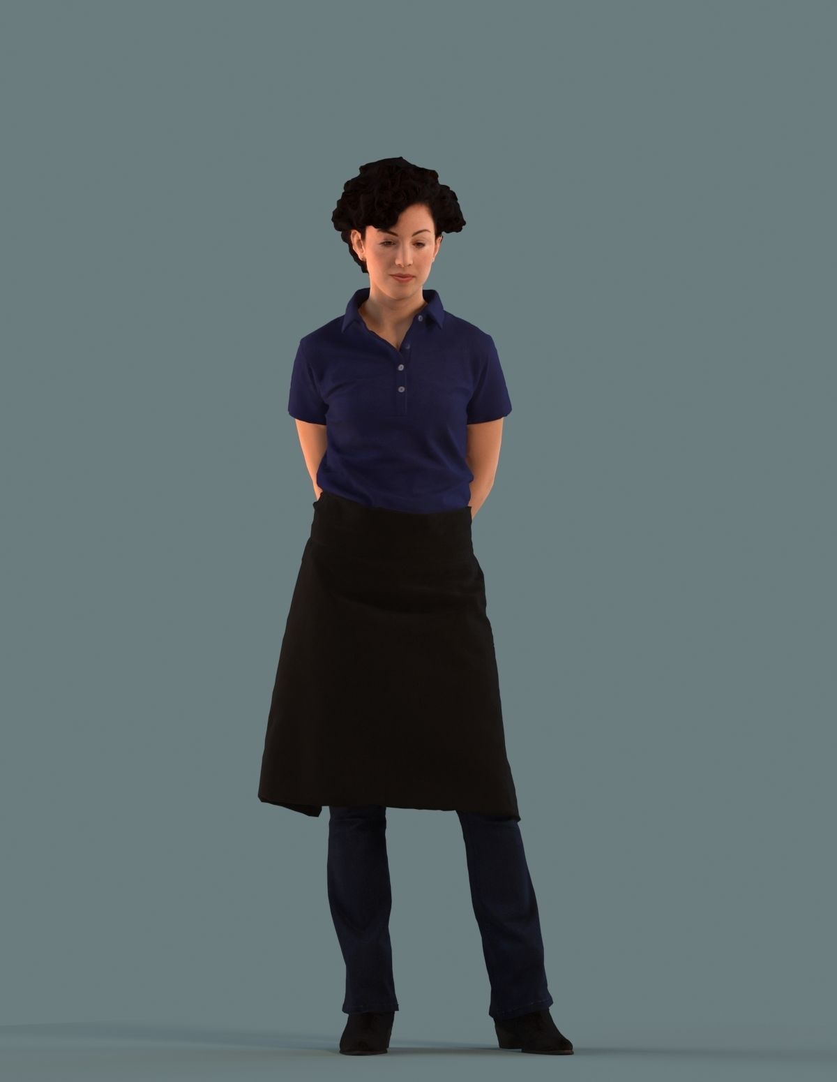 Low poly set of 3D women at work 3D model_3