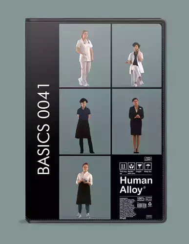 Low poly set of 3D women at work 3D model