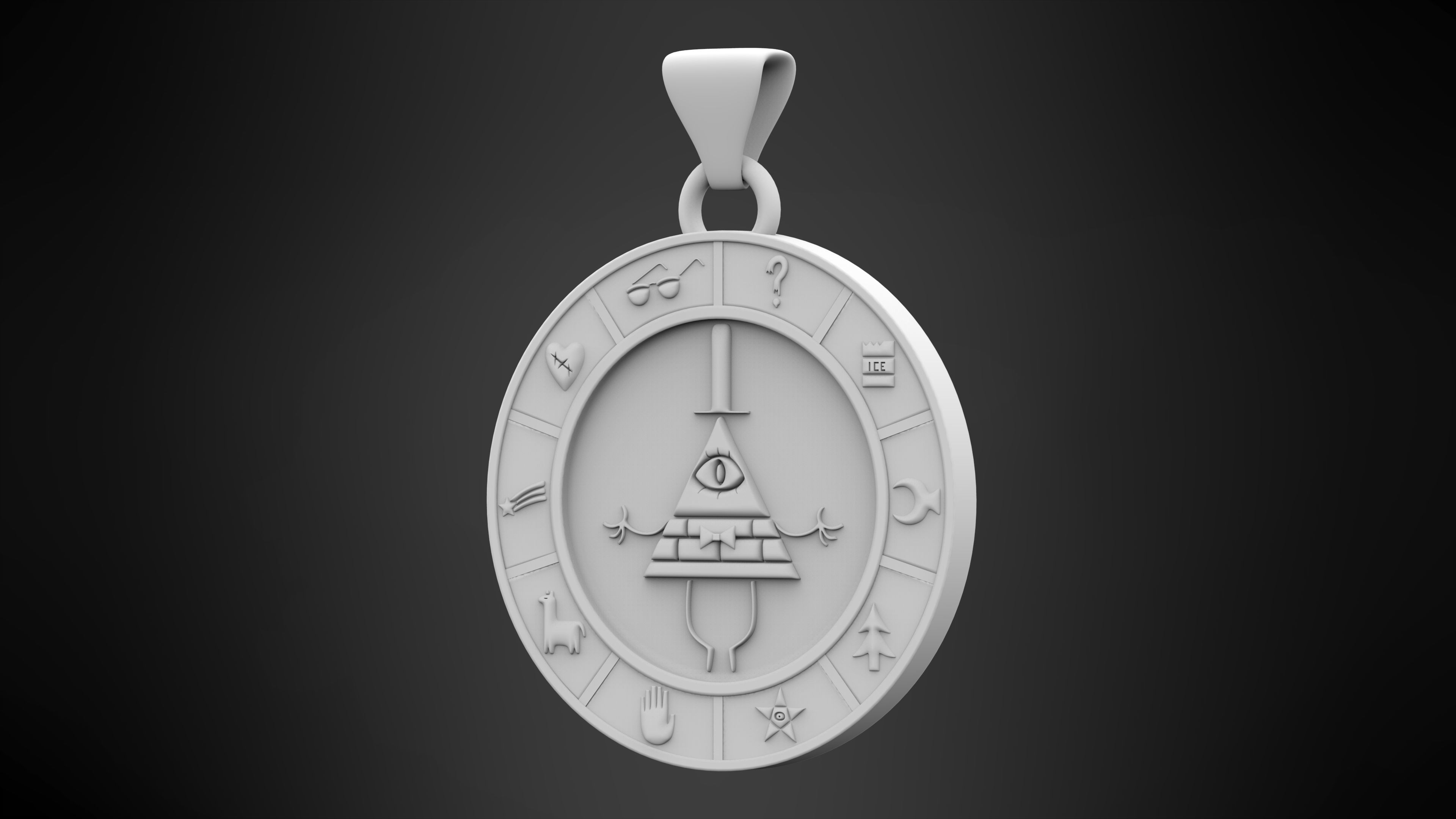 Bill Cipher Zodiac Pendant 3D print model_4