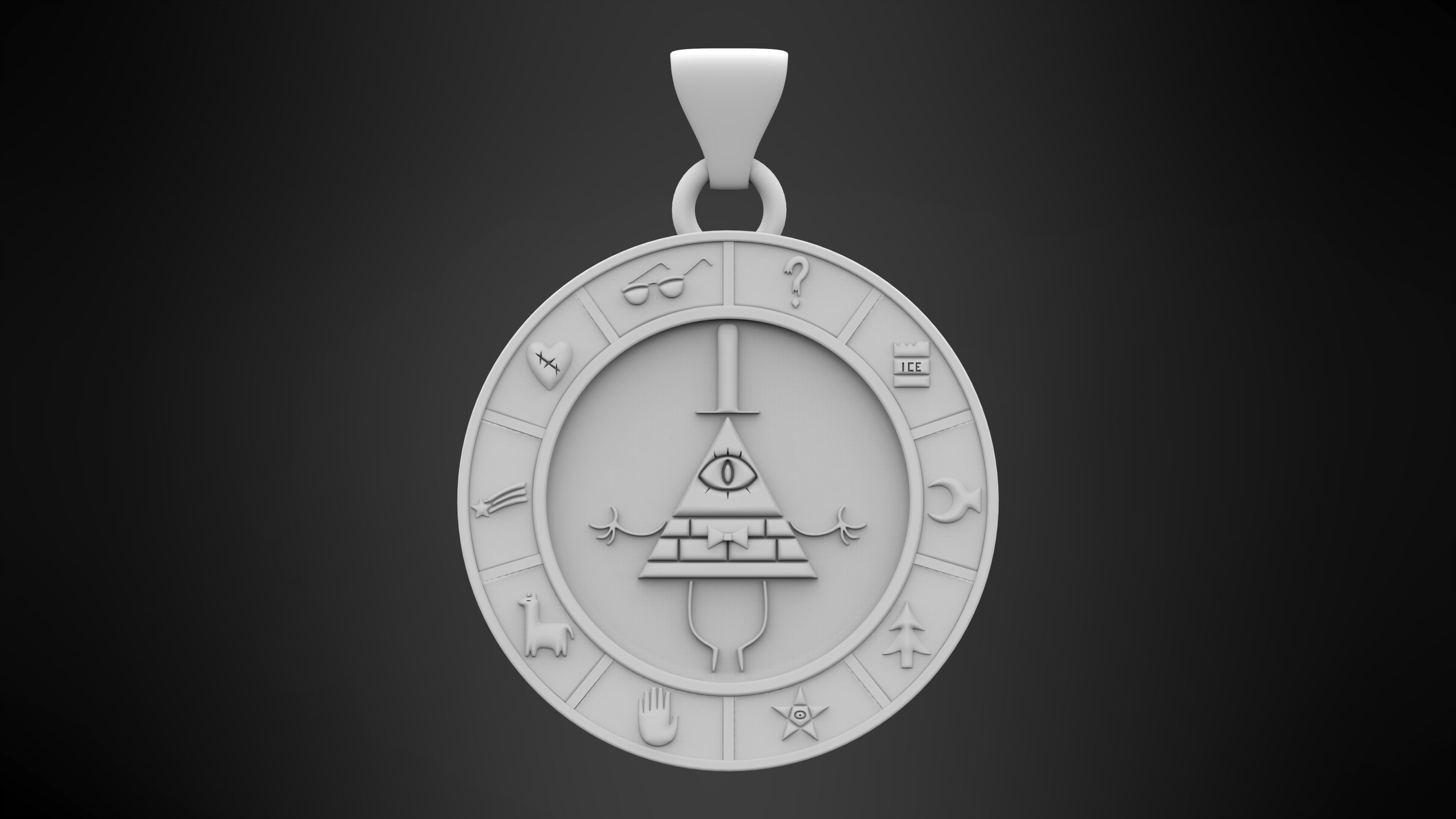 Bill Cipher Zodiac Pendant 3D print model_5