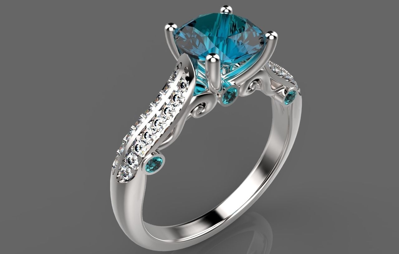 Ring topaz engagement 3D print model_1