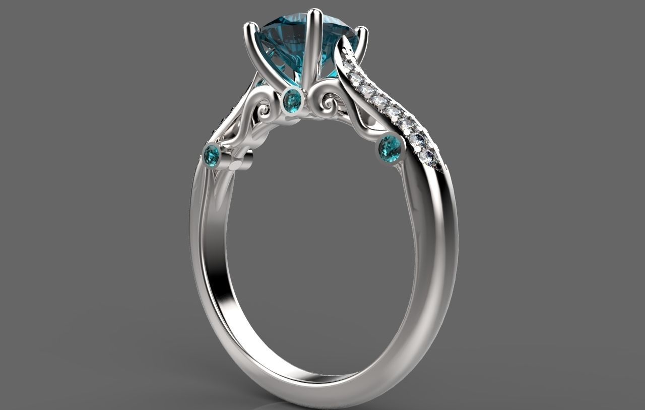 Ring topaz engagement 3D print model_2
