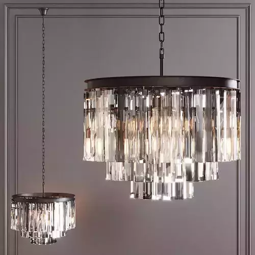 RH 1920S ODEON CLEAR GLASS FRINGE 3-TIER CHANDELIER Black 3D model
