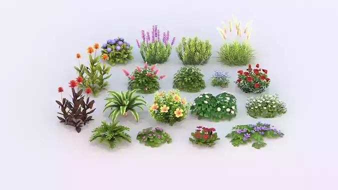 Flower Low Poly Collection plants and flowers 