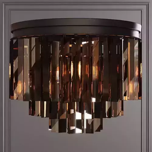 RH 1920S ODEON SMOKE GLASS FRINGE 3-TIER FLUSHMOUNT Black