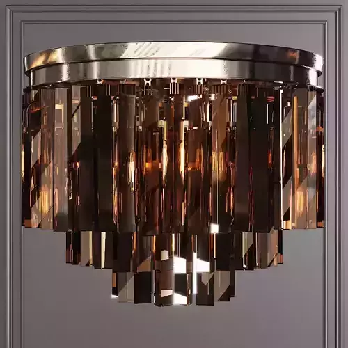 RH 1920S ODEON SMOKE GLASS FRINGE 3-TIER FLUSHMOUNT Nickel