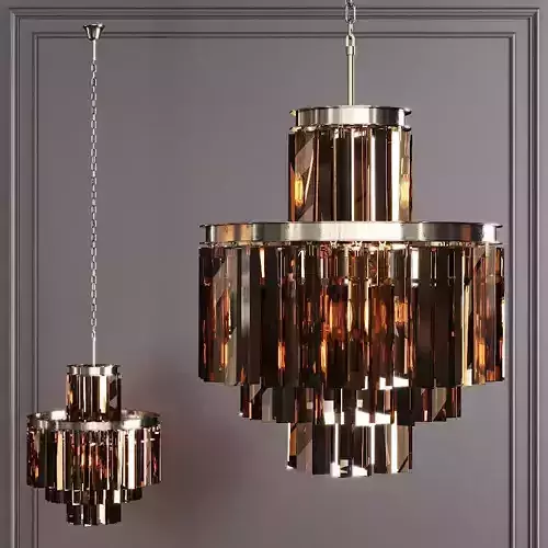 RH 1920S ODEON SMOKE GLASS FRINGE 4-TIER CHANDELIER Nickel