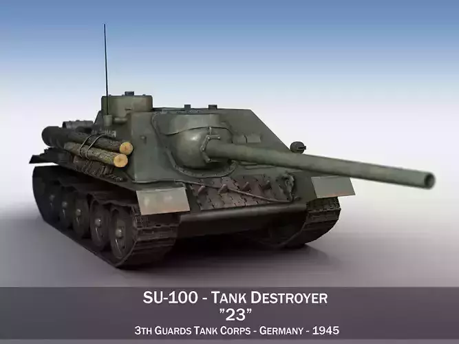 SU-100 - 23 - Soviet Tank Destroyer  3D model