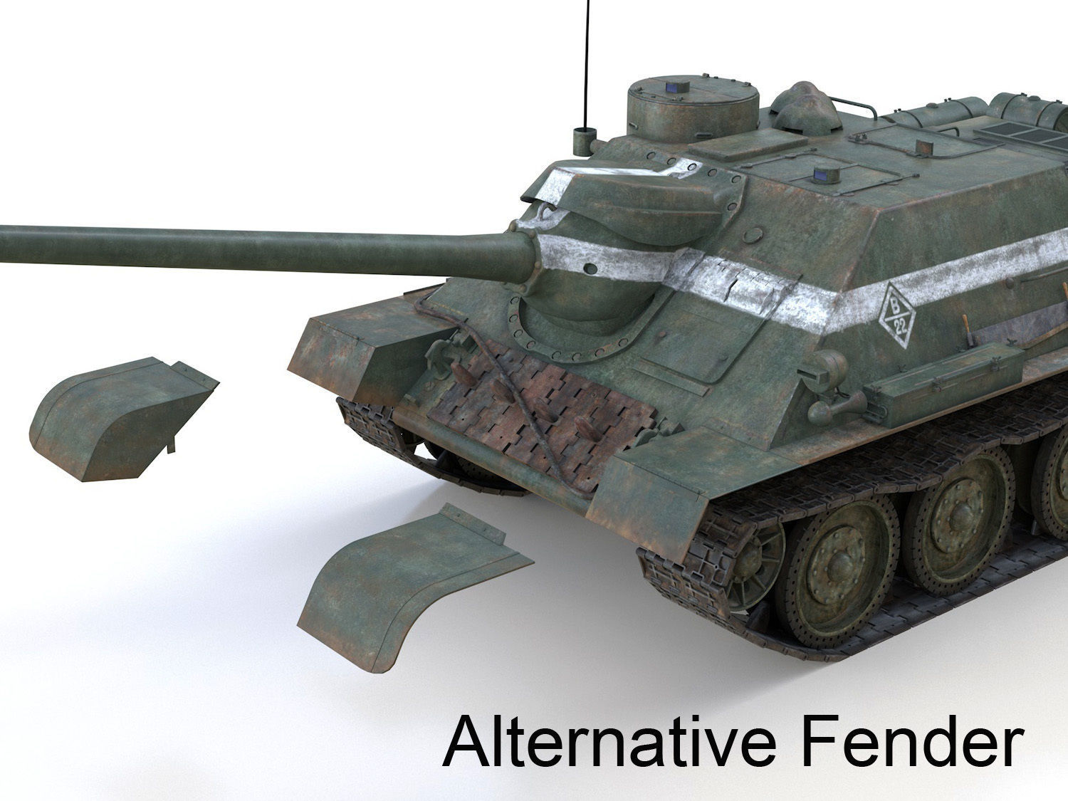 SU-100 - 22 - Soviet Tank Destroyer  3D model_10