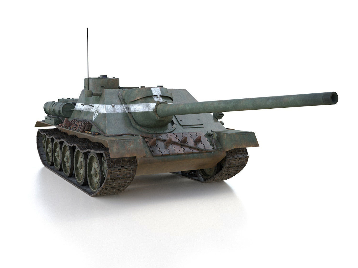 SU-100 - 22 - Soviet Tank Destroyer  3D model_9