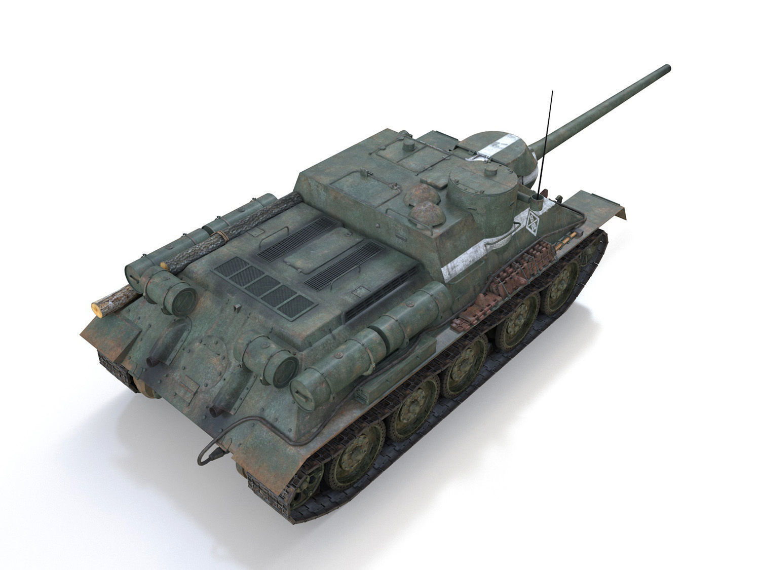 SU-100 - 22 - Soviet Tank Destroyer  3D model_6