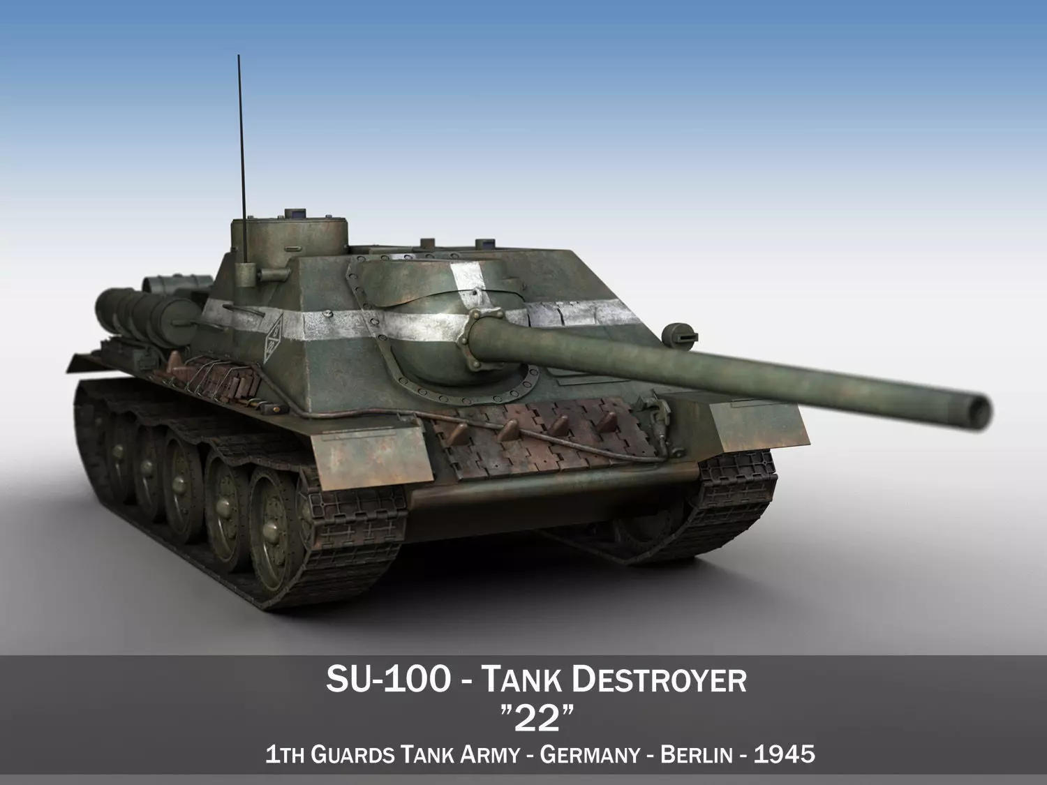 SU-100 - 22 - Soviet Tank Destroyer  3D model_0