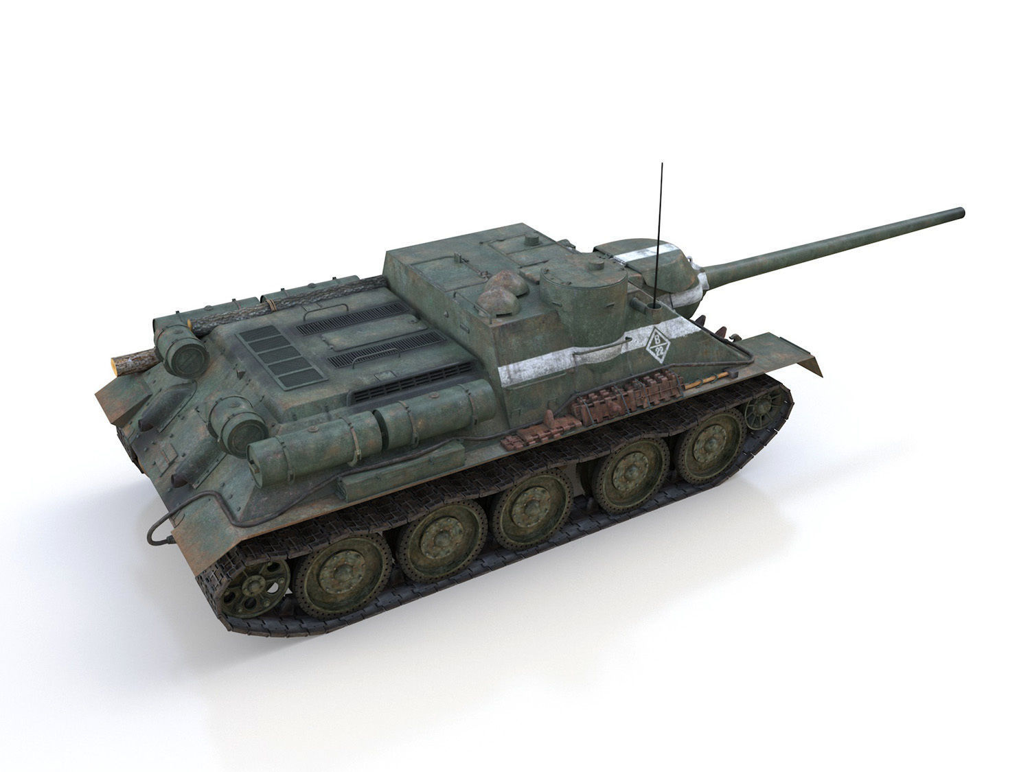 SU-100 - 22 - Soviet Tank Destroyer  3D model_7