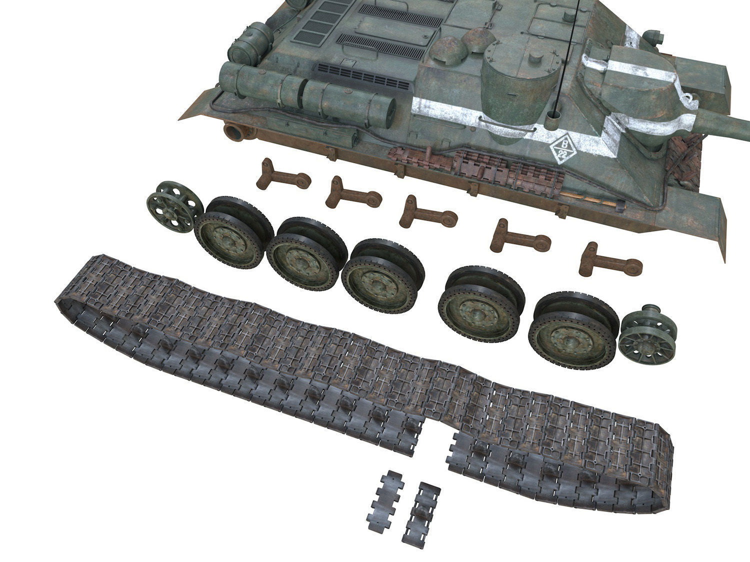 SU-100 - 22 - Soviet Tank Destroyer  3D model_12