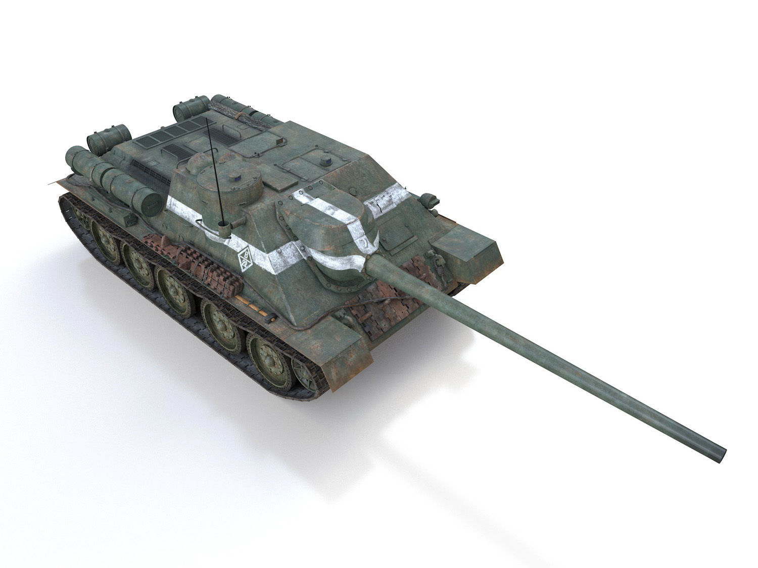 SU-100 - 22 - Soviet Tank Destroyer  3D model_8