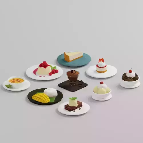 Dessert pack G25 Low-poly 3D model
