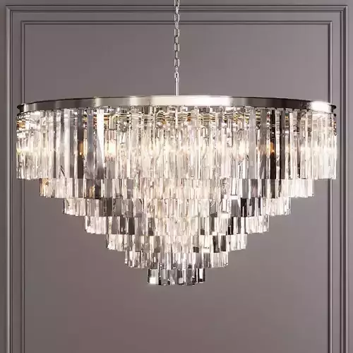 RH 1920S ODEON CLEAR GLASS FRINGE 7-TIER CHANDELIER Nickel
