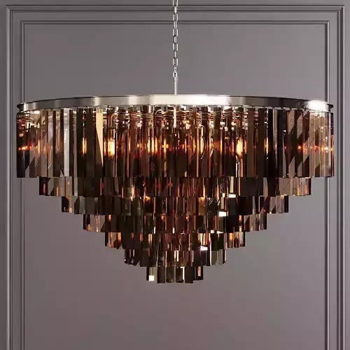 RH 1920S ODEON SMOKE GLASS FRINGE 7-TIER CHANDELIER Nickel
