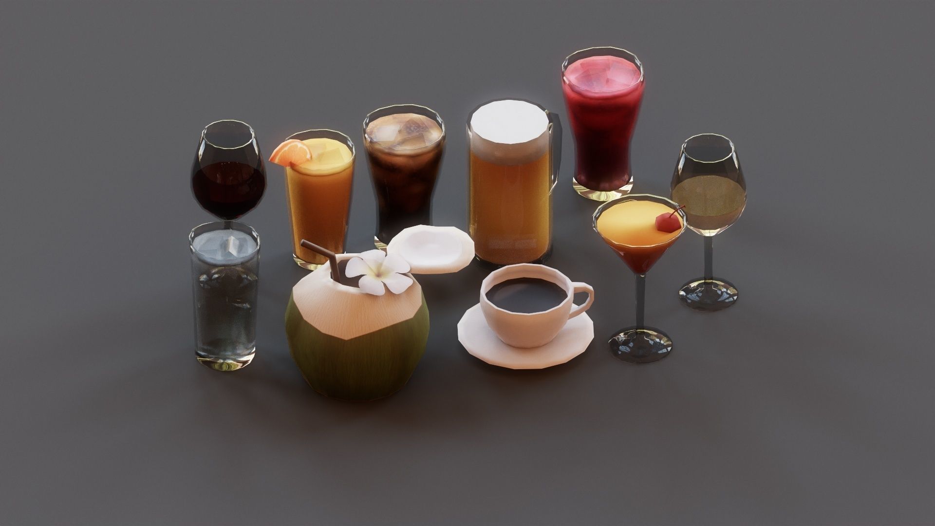 Beverage pack G24 Low-poly 3D model_4