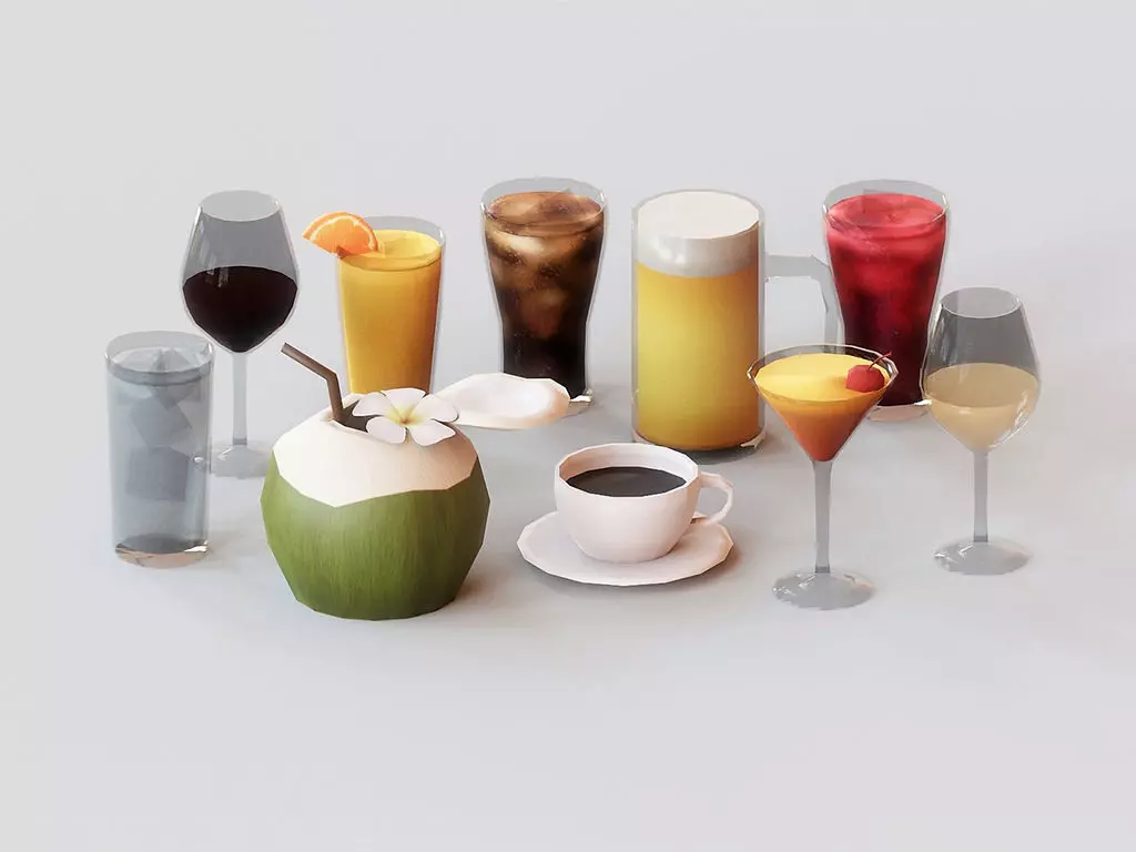 Beverage pack G24 Low-poly 3D model_0