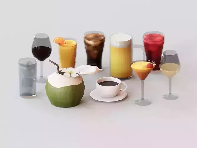  Beverage pack G24 Low-poly 3D model