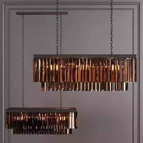 RH 1920S ODEON FRINGE RECTANGULAR CHANDELIER 40 Black