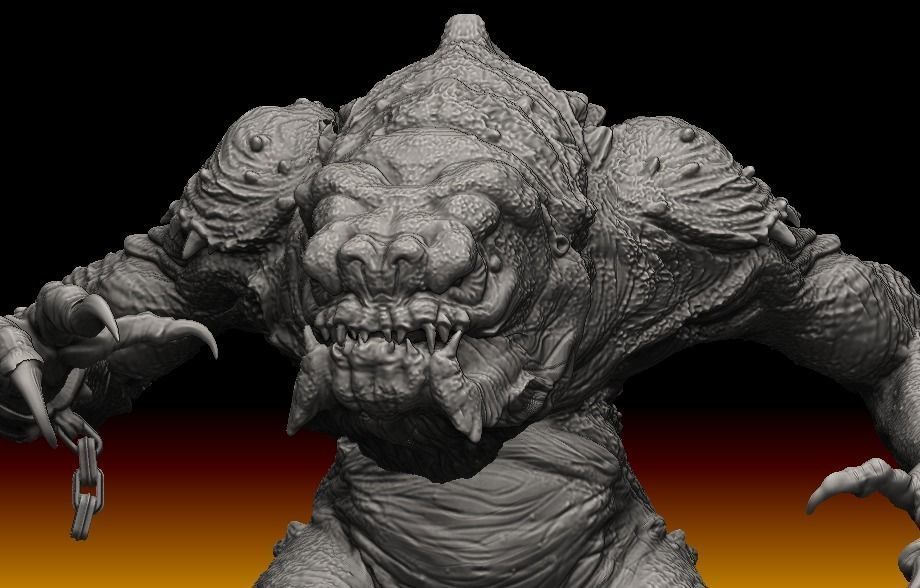 Star Wars rancor with interchangeable heads and a bone accessory 3D model_11