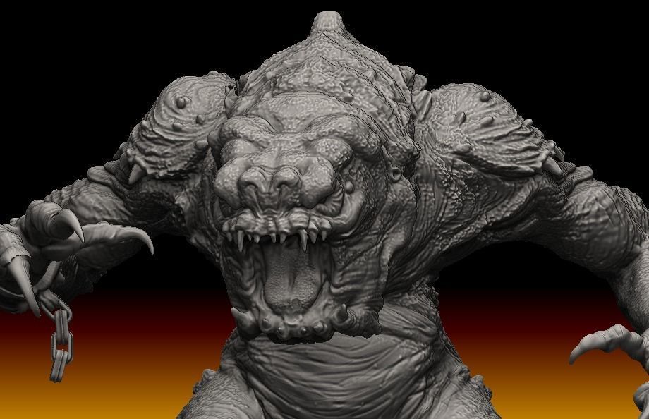Star Wars rancor with interchangeable heads and a bone accessory 3D model_12
