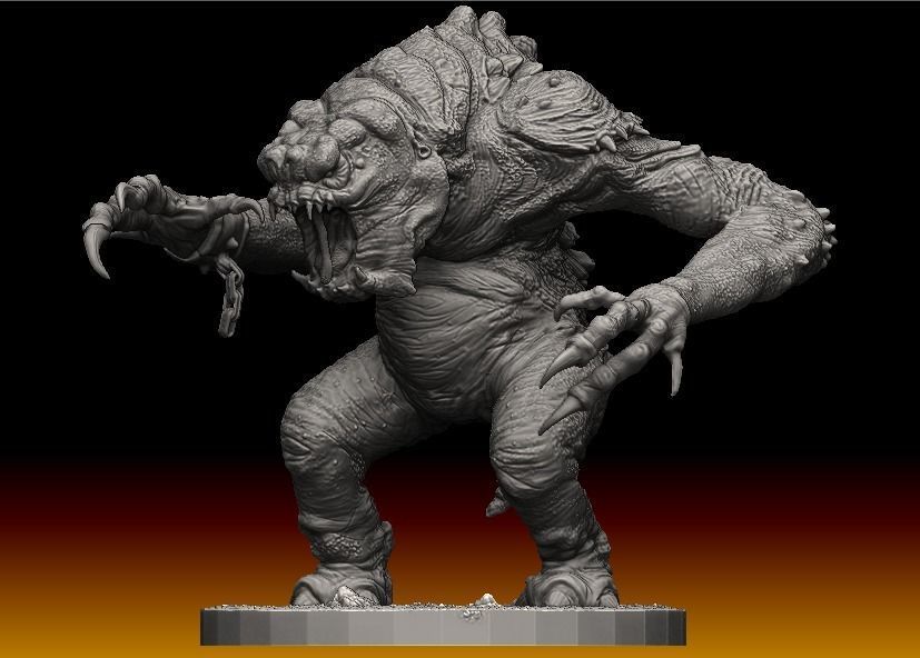 Star Wars rancor with interchangeable heads and a bone accessory 3D model_1