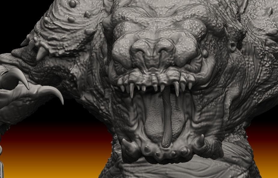 Star Wars rancor with interchangeable heads and a bone accessory 3D model_10