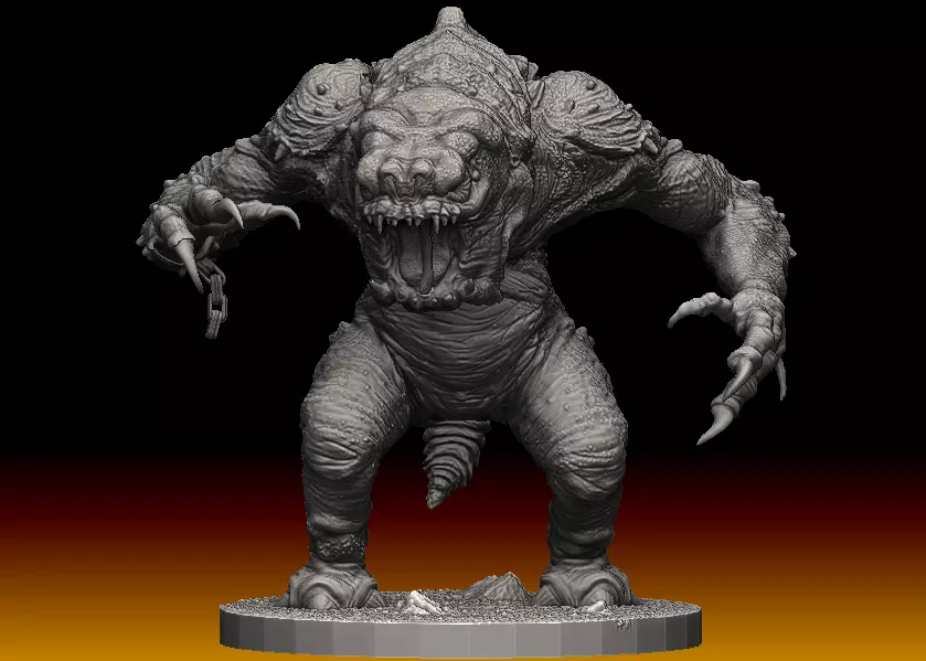 Star Wars rancor with interchangeable heads and a bone accessory 3D model_0