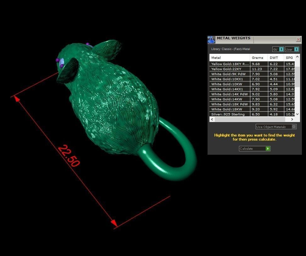 mouse pendant  3D print model_3