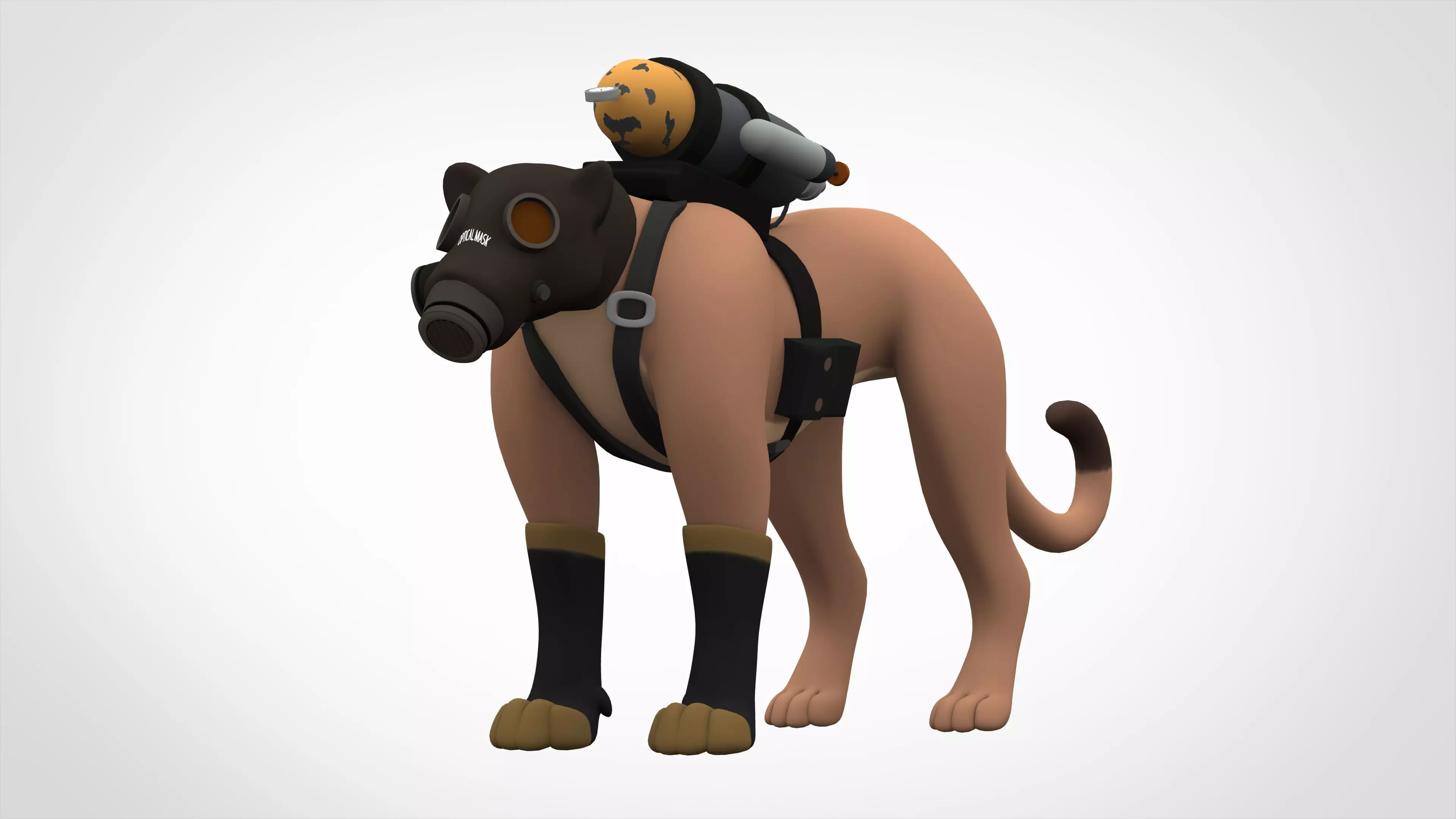 TF2 Pyro Cougar Low-poly 3D model