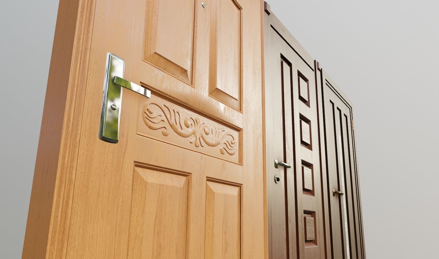 contemporary architecture doors Low-poly 3D model_8