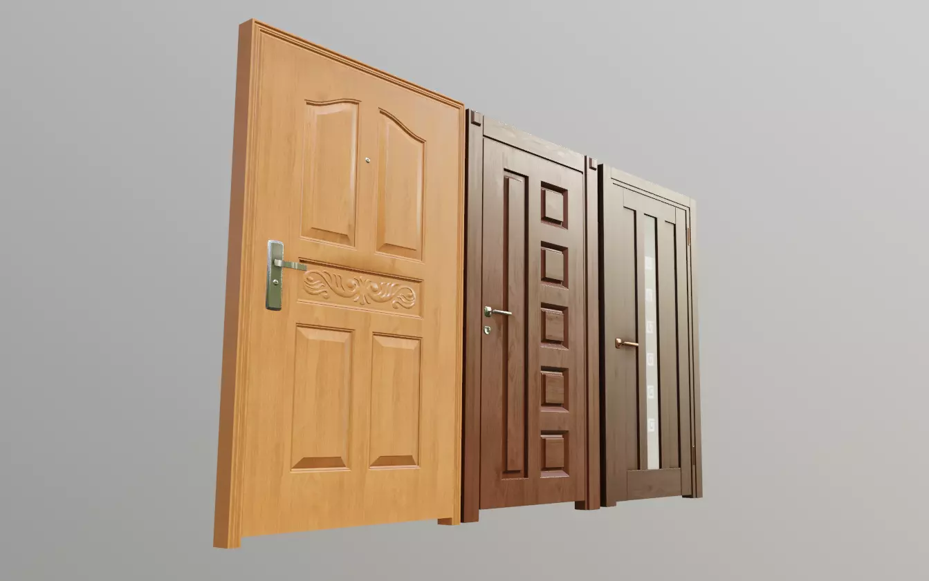 contemporary architecture doors Low-poly 3D model_0