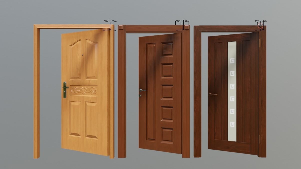 contemporary architecture doors Low-poly 3D model_2