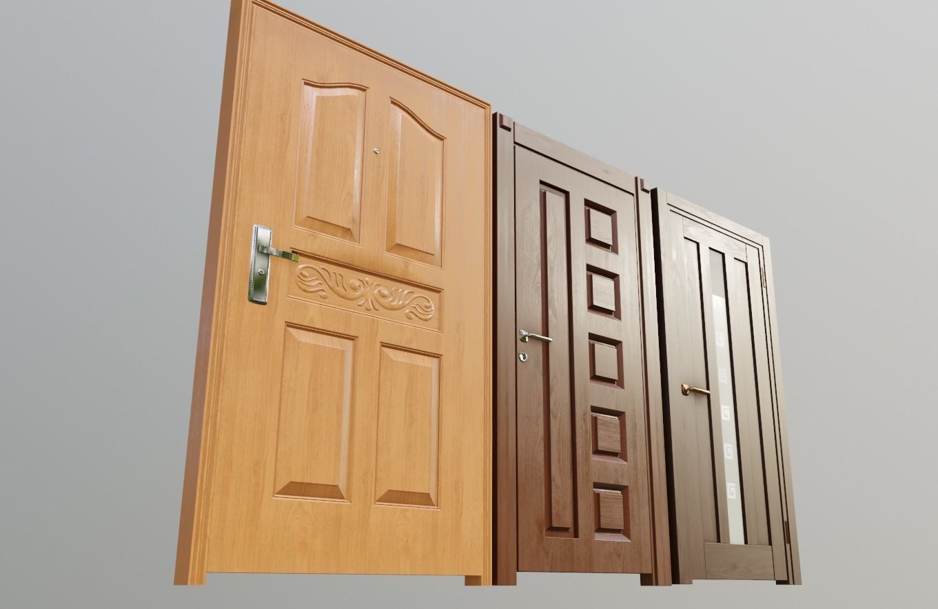 contemporary architecture doors Low-poly 3D model_7
