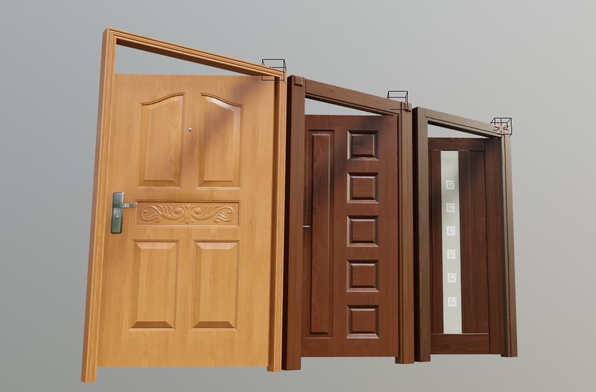 contemporary architecture doors Low-poly 3D model_4