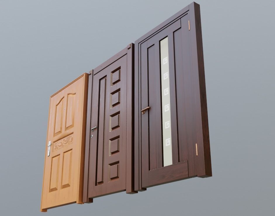 contemporary architecture doors Low-poly 3D model_1