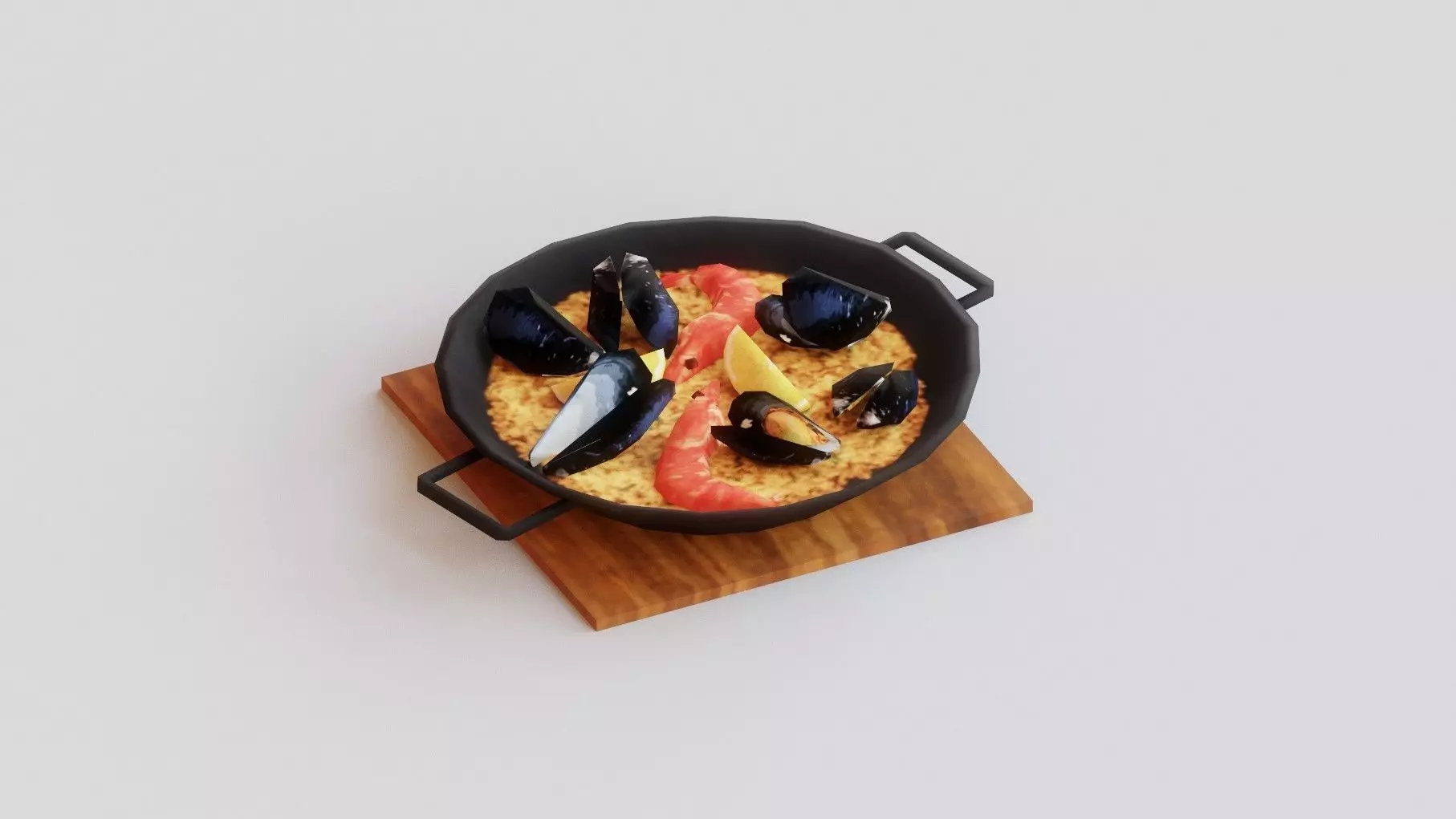 3D Seafood Paella Low-poly 3D model_0