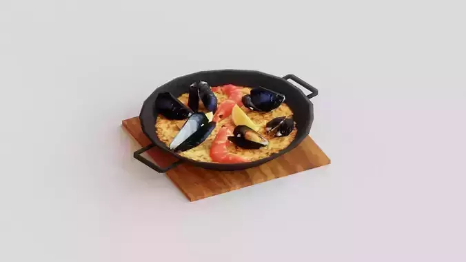 3D Seafood Paella Low-poly 3D model 3D Seafood Paella Low-poly 3D model