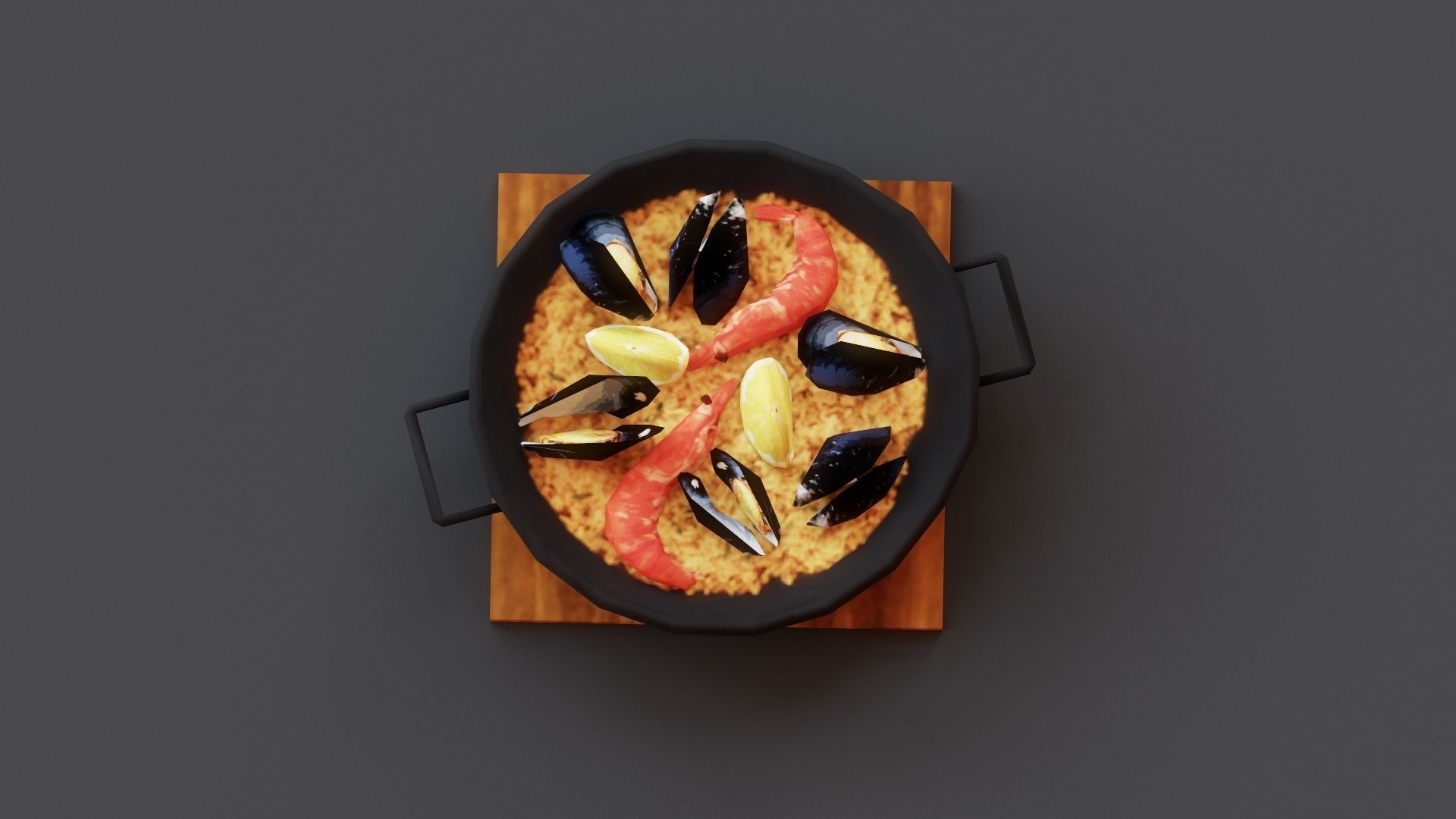 3D Seafood Paella Low-poly 3D model_3